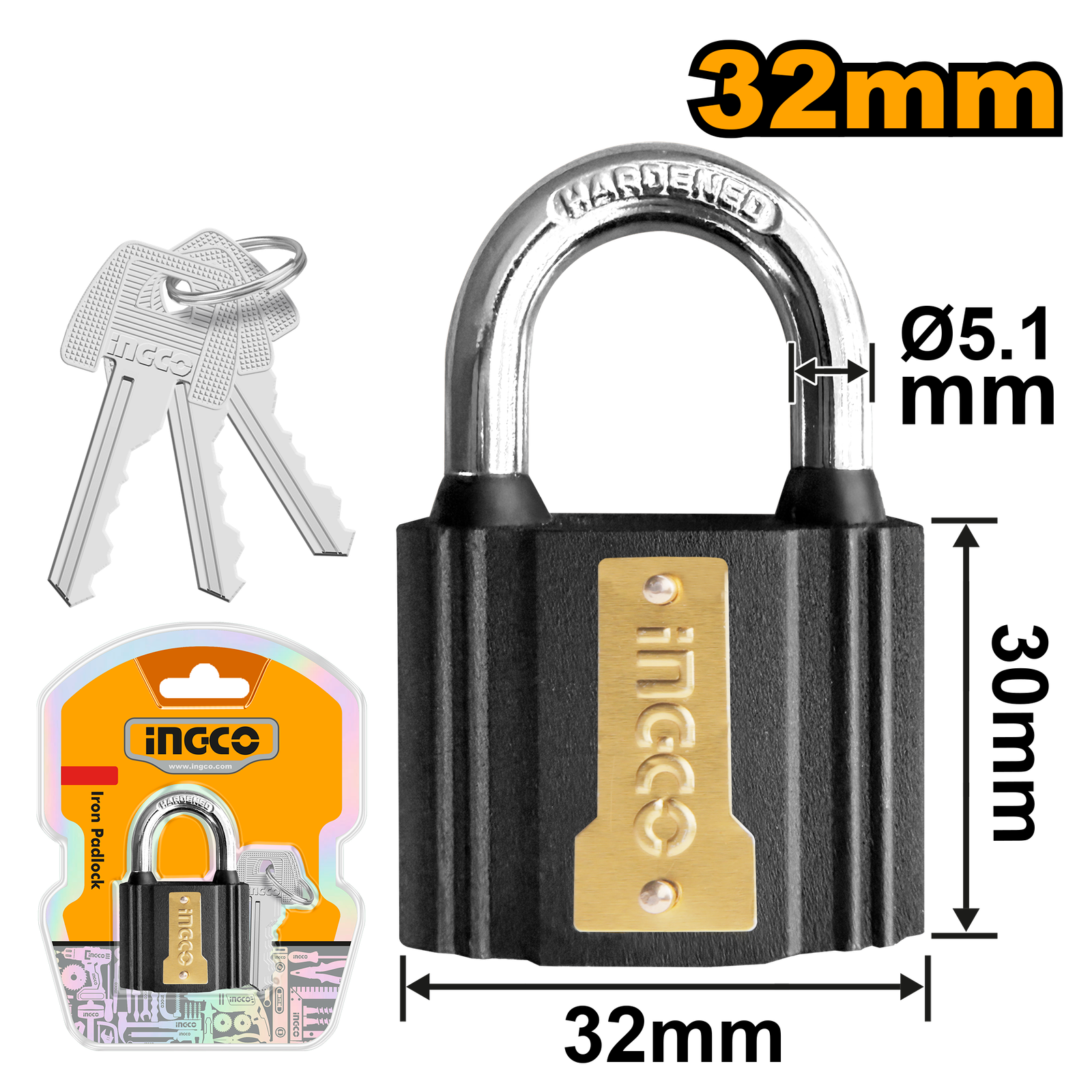 DIPL0301-2.png DIPL0301 (Iron Padlock 32mm - P6C120) - Image 1