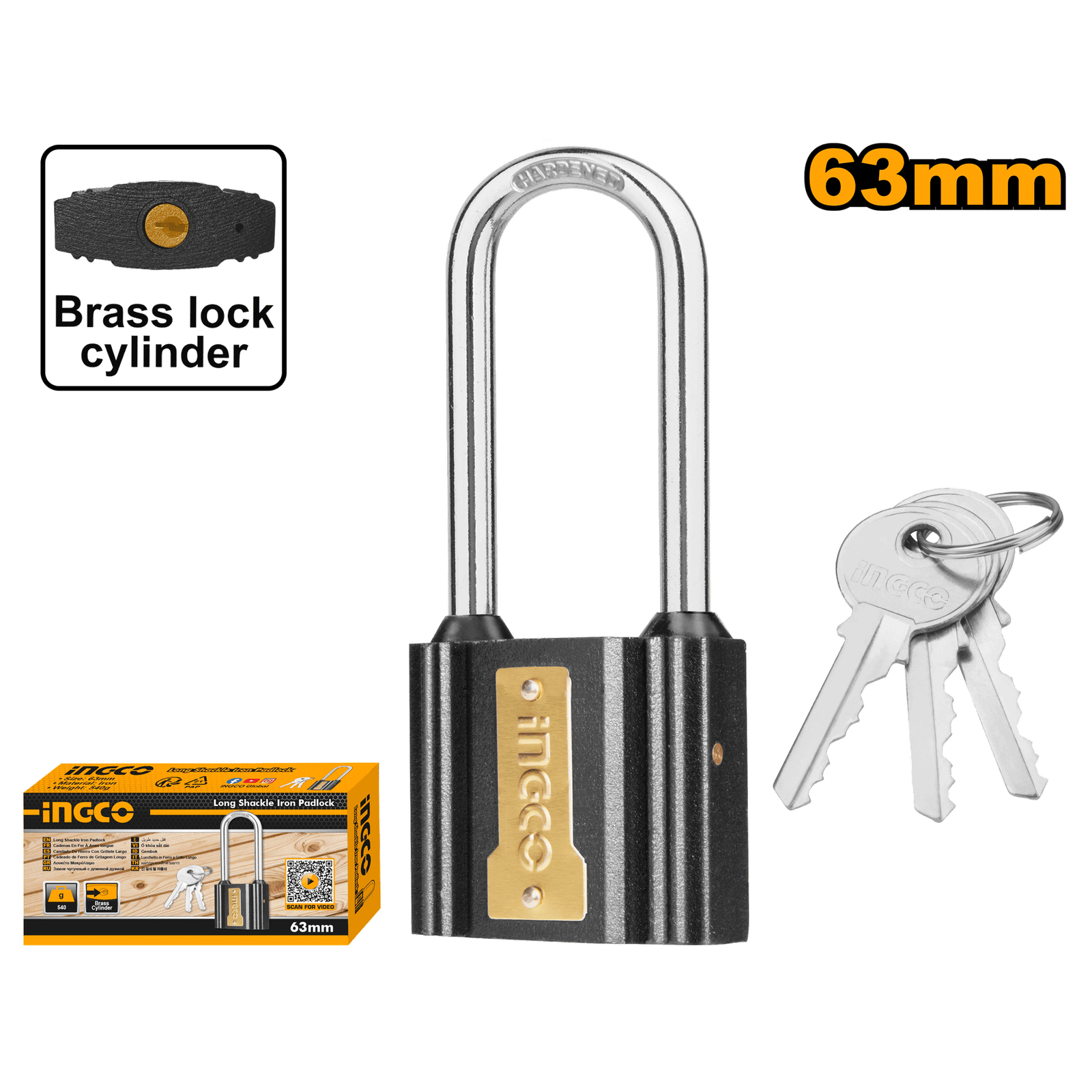 DIPL0631L-2.png DIPL0631L (Long shackle iron padlock 63mm - C48) - Image 1